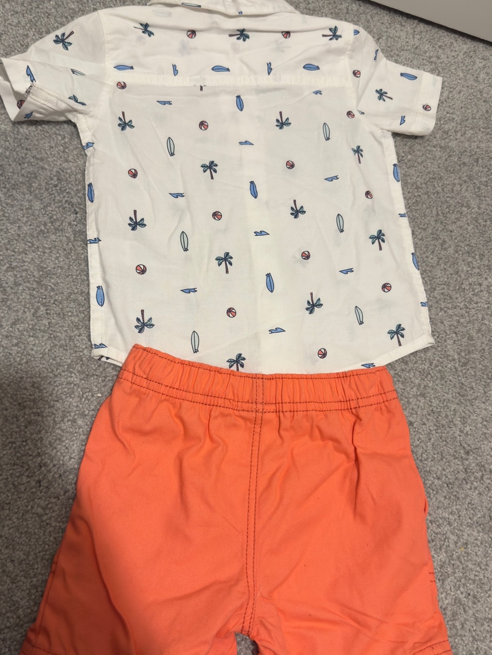Carter's White Short-Sleeve Button Shirt with Blue Surf & Palm Print - Picture 2 of 5